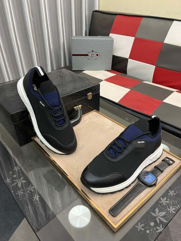 Prada Linea Rossa Knit Sneaker in Black and Blue