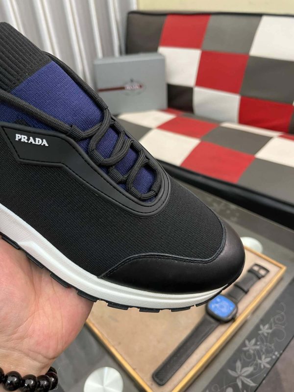 Prada Linea Rossa Knit Sneaker in Black and Blue