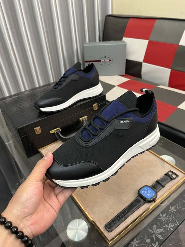 Prada Linea Rossa Knit Sneaker in Black and Blue