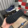 Pradamen_ssneakerinadarkbluecolor_withawhitesoleandblackaccents._3 Prada Linea Rossa Knit Sneaker in Blue