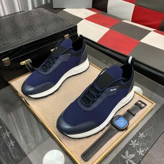 Prada Linea Rossa Knit Sneaker in Blue