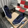 Pradamen_ssneakerinadarkbluecolor_withawhitesoleandblackaccents._8 (1) Prada Linea Rossa Knit Sneaker in Blue