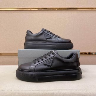 All-Black Prada Downtown Leather Sneaker