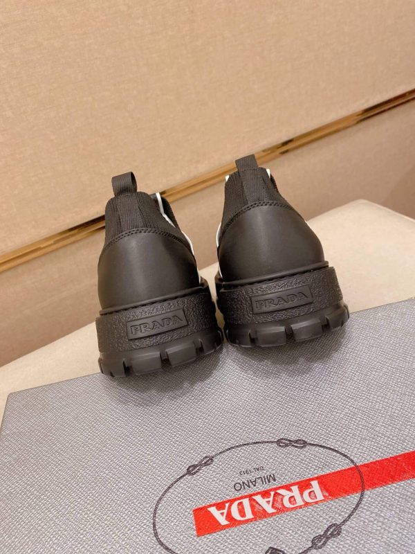 Prada Black Techno Knit and Leather Sneakers