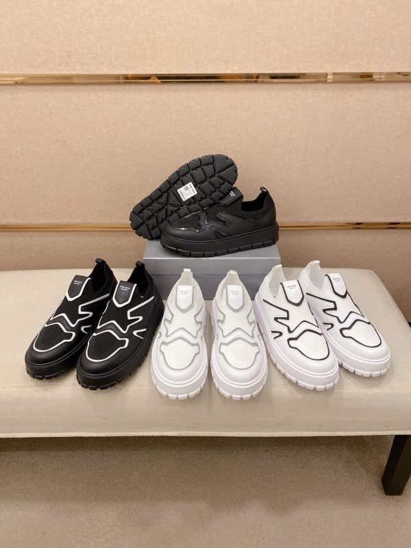 Prada Black Technical Mesh and Leather Sneakers