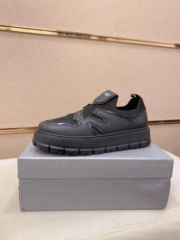 Prada Black Technical Mesh and Leather Sneakers