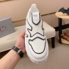 Prada White Techno Knit and Leather Sneakers with Black Accents