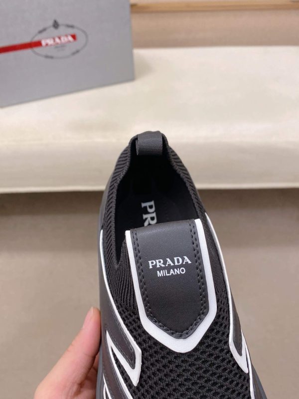 Prada Black Techno Knit and Leather Sneakers