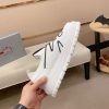 Prada White Techno Knit and Leather Sneakers with Black Accents