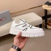 Prada White Techno Knit and Leather Sneakers with Black Accents