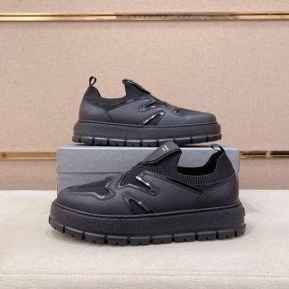 Prada Black Technical Mesh and Leather Sneakers
