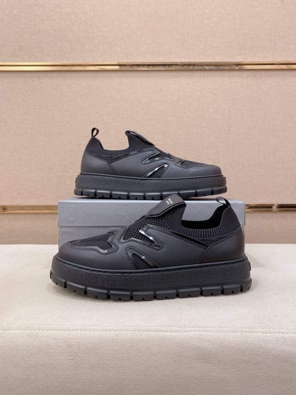 Prada Black Technical Mesh and Leather Sneakers