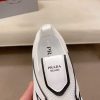 Prada White Techno Knit and Leather Sneakers with Black Accents