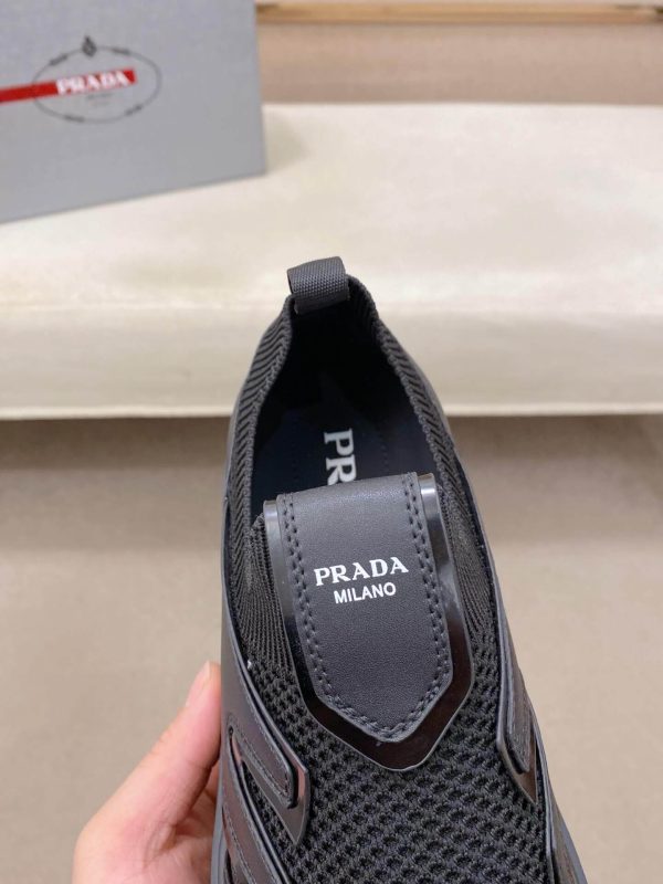 Prada Black Technical Mesh and Leather Sneakers