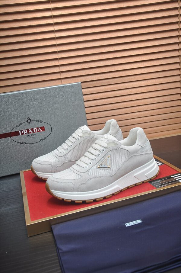 White & Silver Prada Prax 2.0 Sneakers