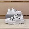 Prada White Techno Knit and Leather Sneakers with Black Accents