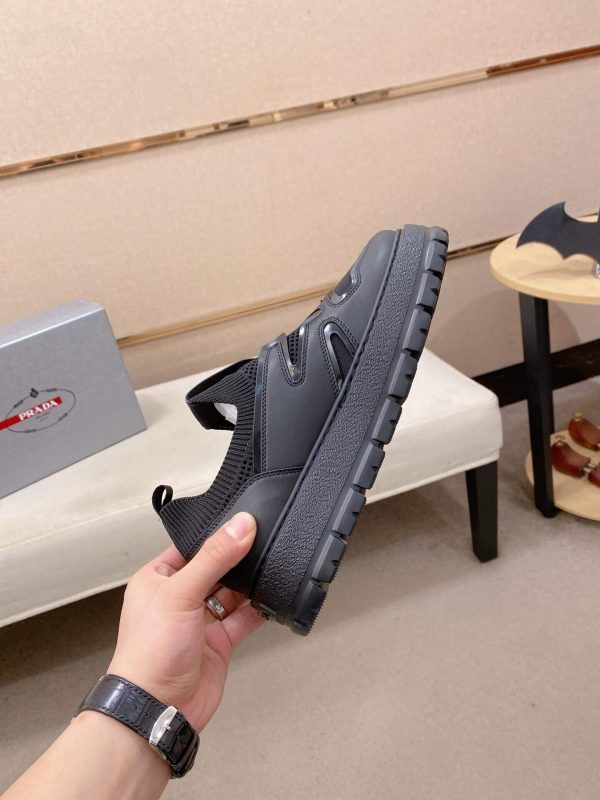 Prada Black Technical Mesh and Leather Sneakers