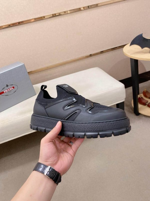 Prada Black Technical Mesh and Leather Sneakers