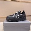 Prada Black Techno Knit and Leather Sneakers