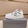 Prada White Techno Knit and Leather Sneakers with Black Accents