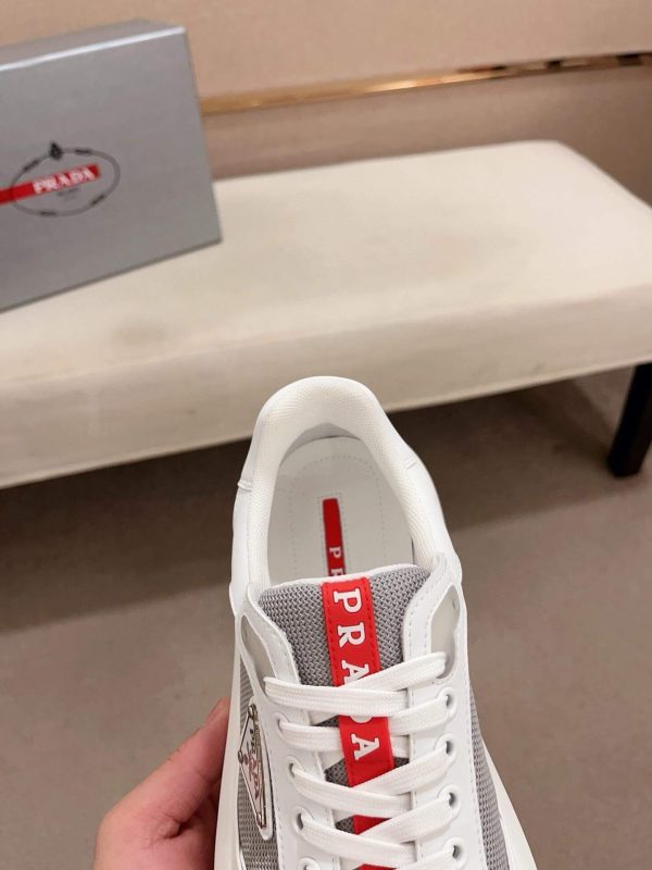 Prada America's Cup Re-Nylon Sneaker in White and Grey