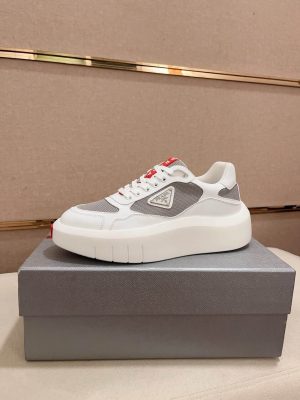 Prada America's Cup Re-Nylon Sneaker in White and Grey