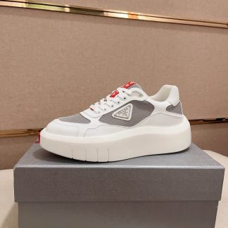 Prada America's Cup Re-Nylon Sneaker in White and Grey