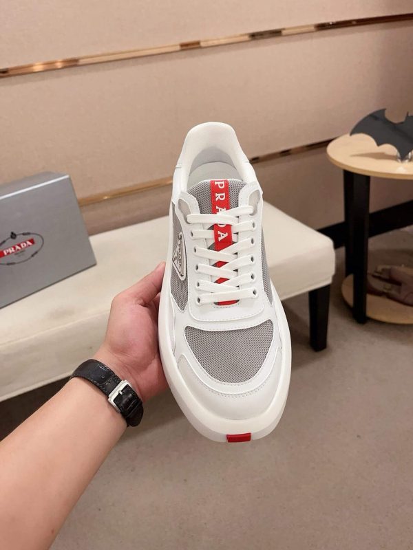Prada America's Cup Re-Nylon Sneaker in White and Grey