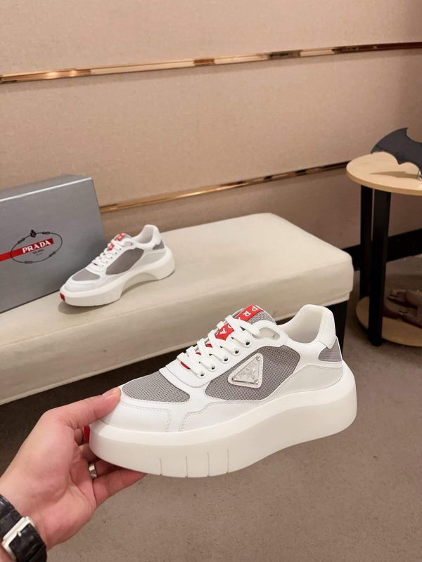 Prada America's Cup Re-Nylon Sneaker in White and Grey
