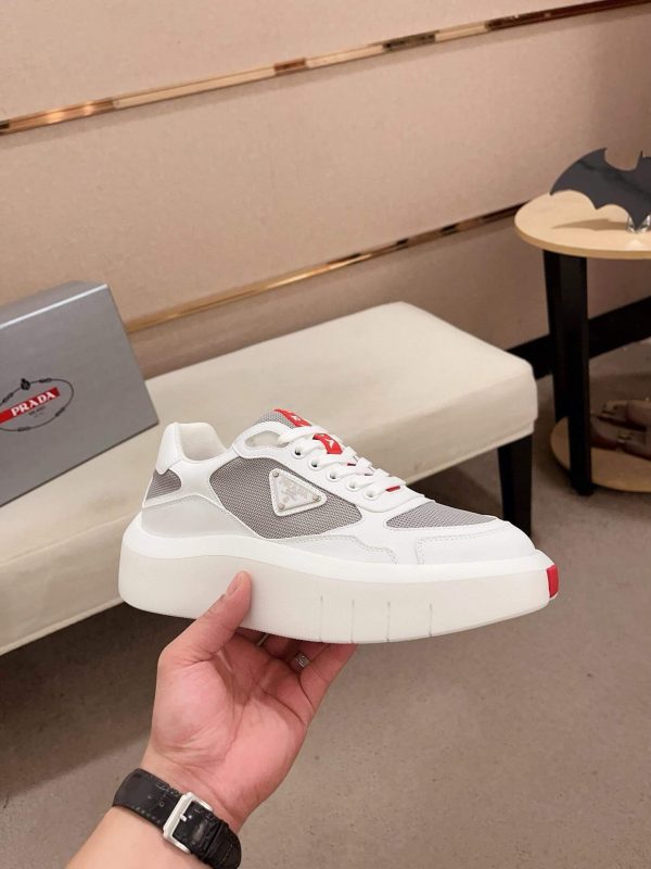 Prada America's Cup Re-Nylon Sneaker in White and Grey
