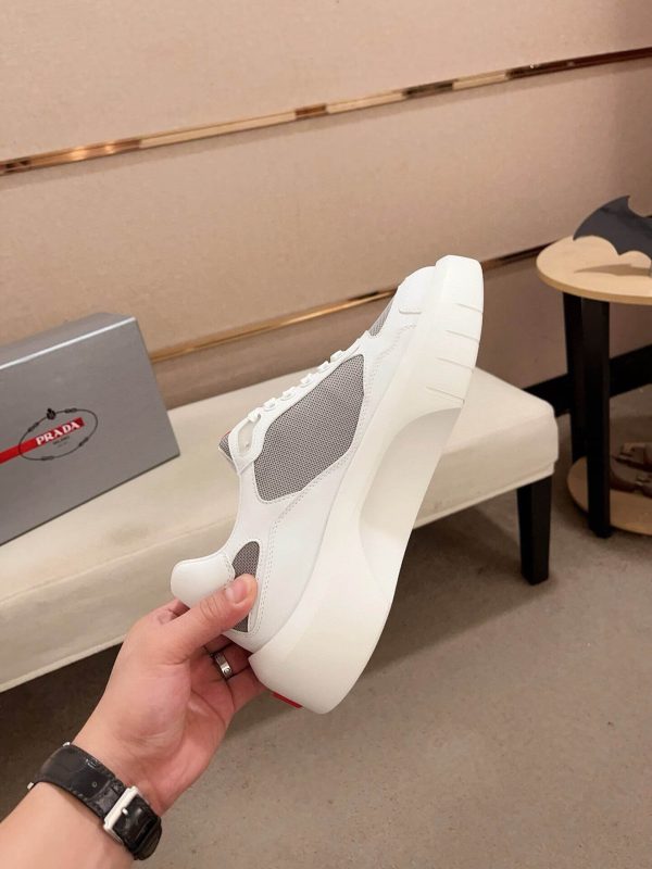 Prada America's Cup Re-Nylon Sneaker in White and Grey