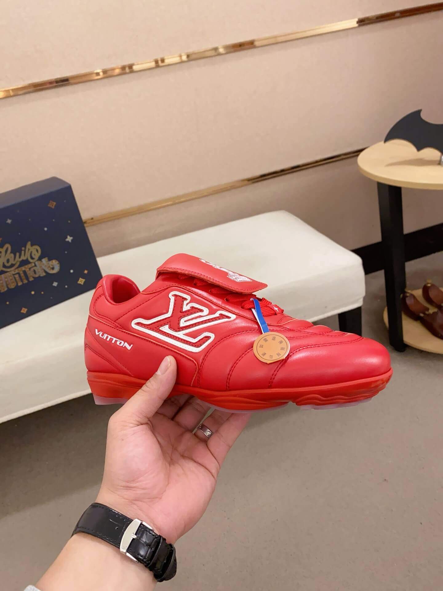 Louis Vuitton LV Red Footprint Soccer Sneaker 2 Louis Vuitton LV Red Footprint Soccer Sneaker - Image 2