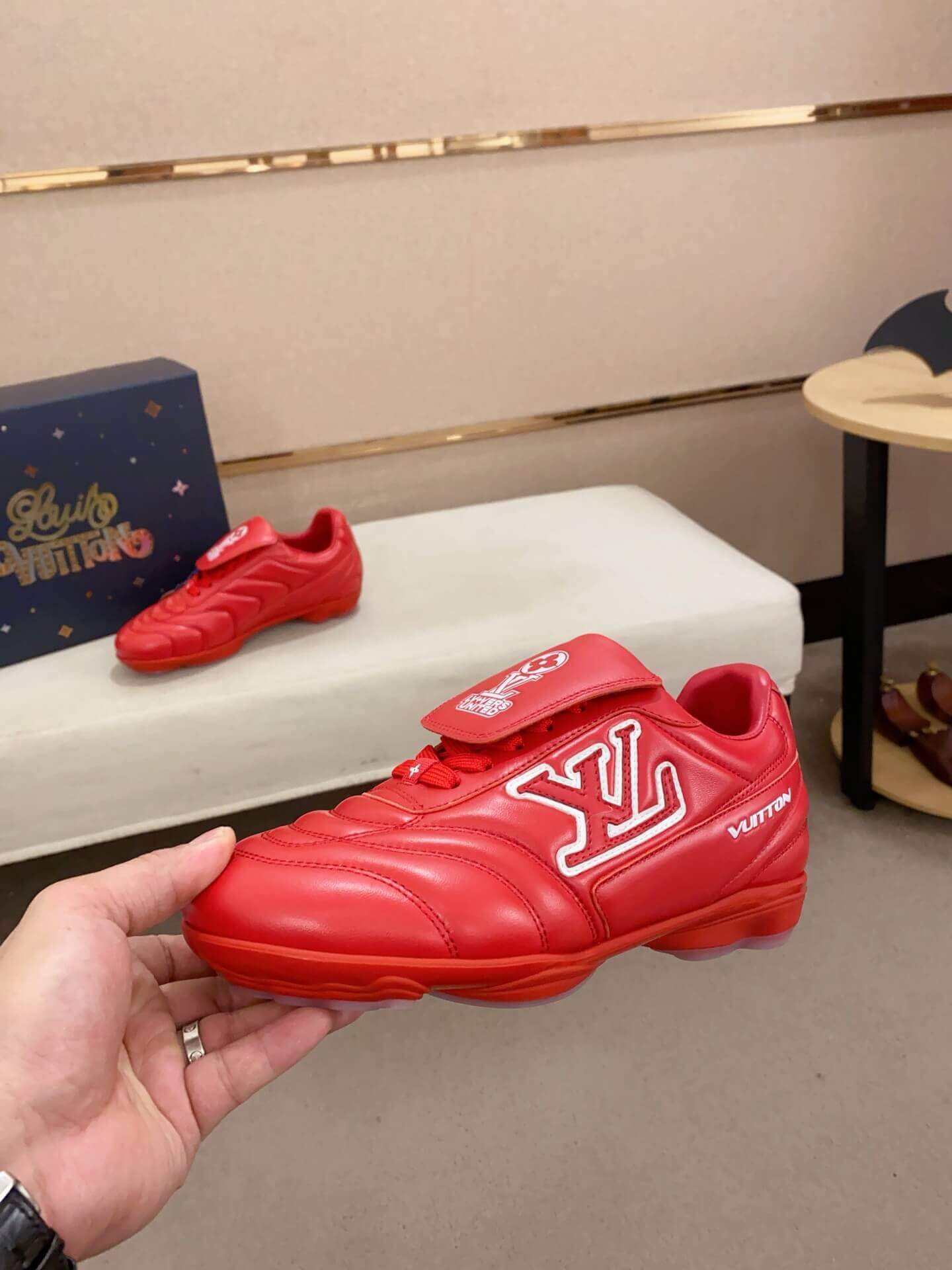 Louis Vuitton LV Red Footprint Soccer Sneaker 8 Louis Vuitton LV Red Footprint Soccer Sneaker - Image 8