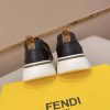 Black & Brown Fendi FF Monogram Sneakers with Hook-and-Loop Closure