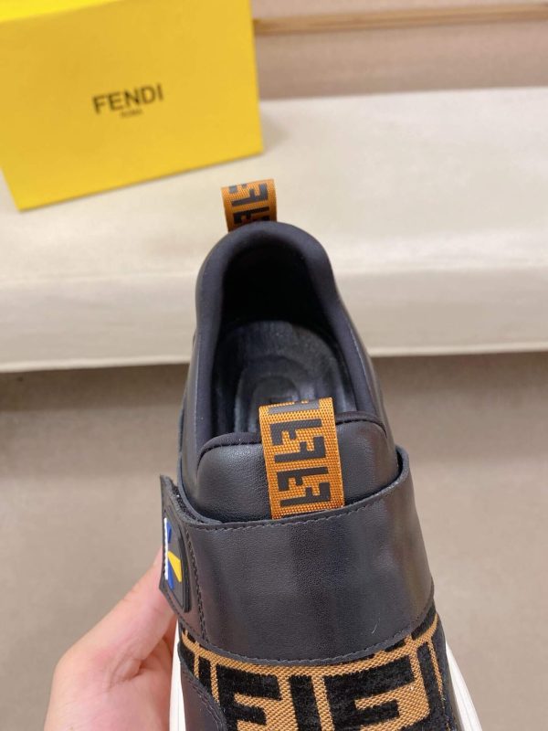 Black & Brown Fendi FF Monogram Sneakers with Hook-and-Loop Closure