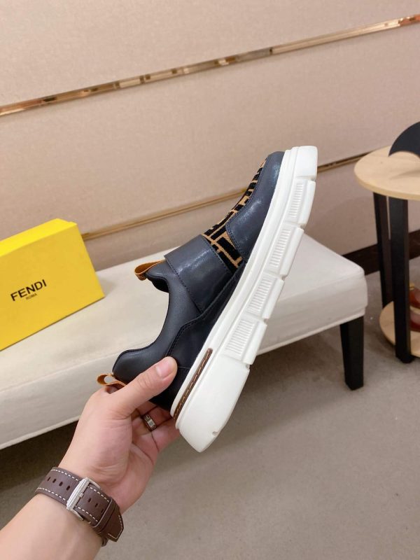 Black & Brown Fendi FF Monogram Sneakers with Hook-and-Loop Closure