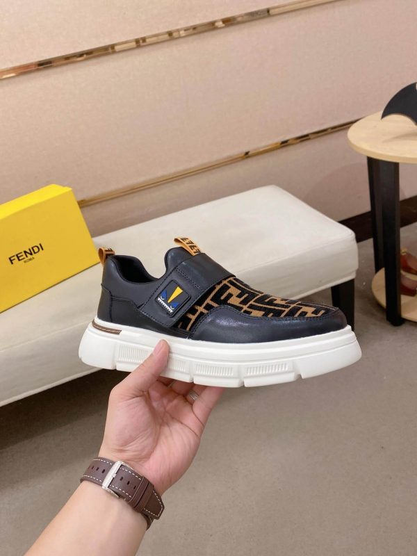 Black & Brown Fendi FF Monogram Sneakers with Hook-and-Loop Closure