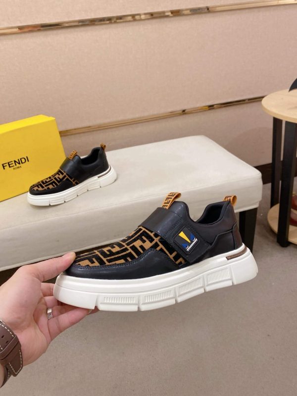 Black & Brown Fendi FF Monogram Sneakers with Hook-and-Loop Closure