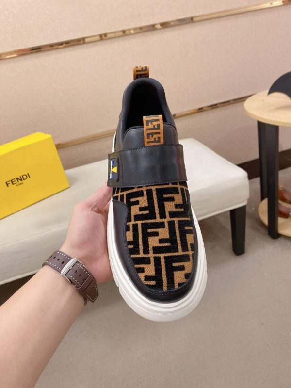 Black & Brown Fendi FF Monogram Sneakers with Hook-and-Loop Closure
