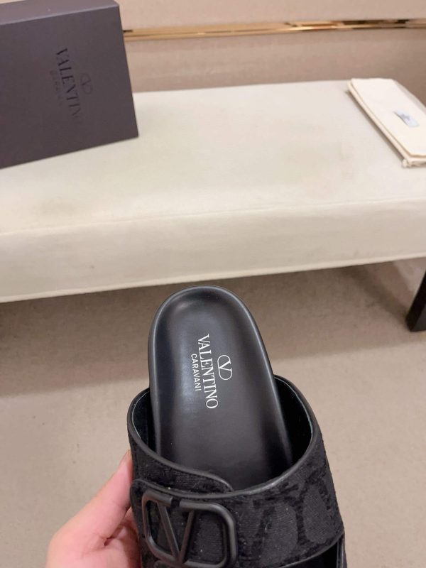 Valentino Garavani Black Toile Iconographe Sandals