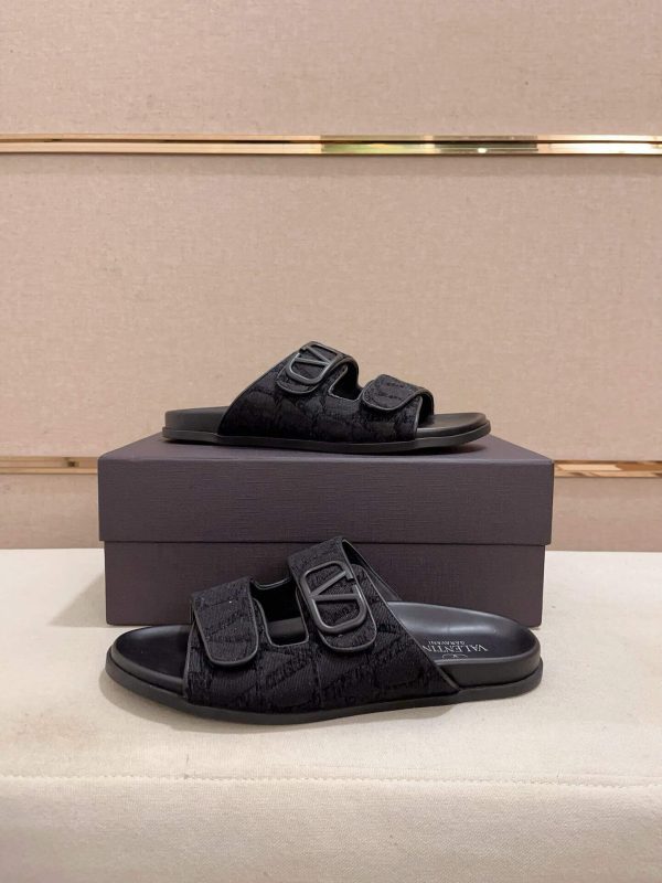 Valentino Garavani Black Toile Iconographe Sandals