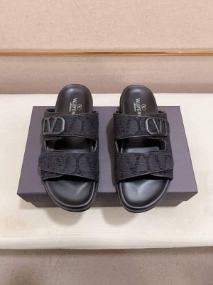 Valentino Garavani Black Toile Iconographe Sandals