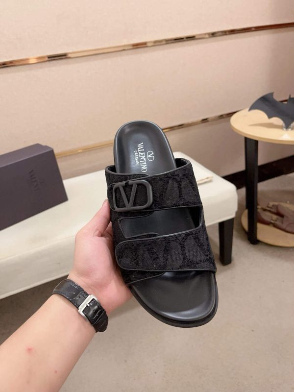 Valentino Garavani Black Toile Iconographe Sandals