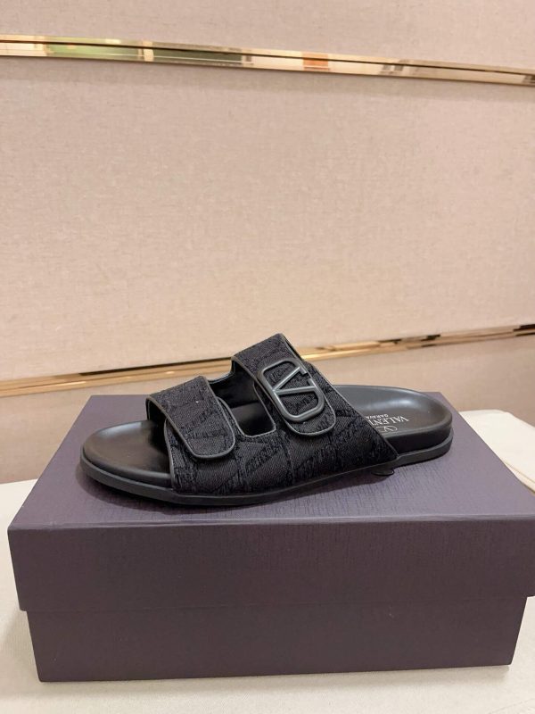 Valentino Garavani Black Toile Iconographe Sandals