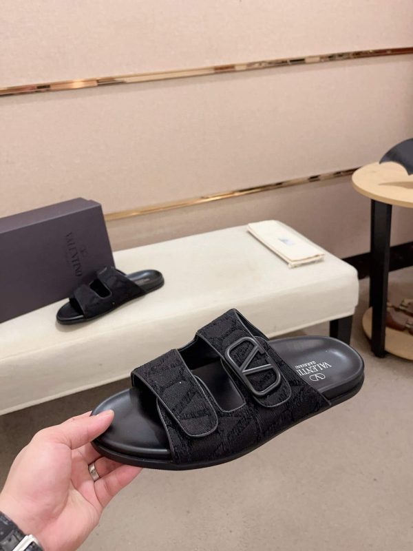 Valentino Garavani Black Toile Iconographe Sandals