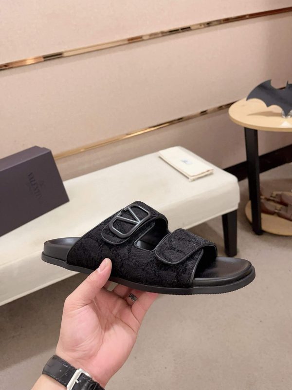 Valentino Garavani Black Toile Iconographe Sandals