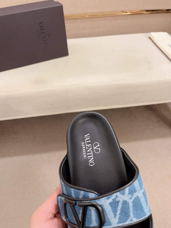 Valentino Garavani VLogo Blue Toile Iconographe Sandals