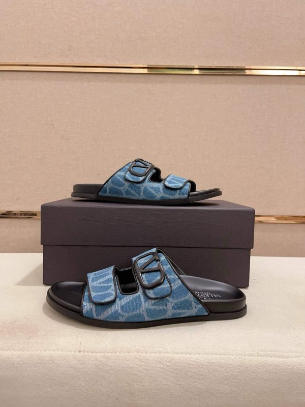 Valentino Garavani VLogo Blue Toile Iconographe Sandals