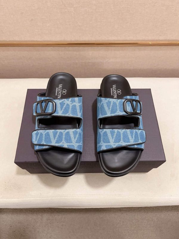 Valentino Garavani VLogo Blue Toile Iconographe Sandals