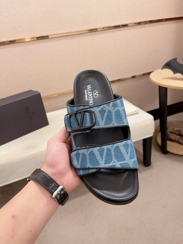 Valentino Garavani VLogo Blue Toile Iconographe Sandals